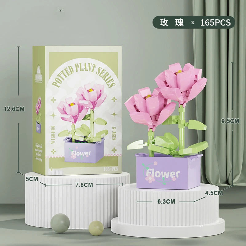 Flower Bouquet Mini Particle Building Blocks Flower Kit 3D DIY Creative Plants Micro Bricks for Home Decor Girl Gift Adults Kids