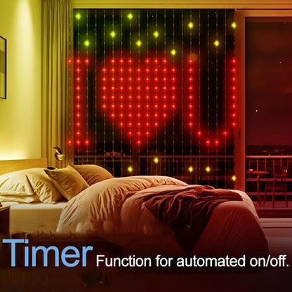 Smart LED Curtain Lights with DIY Pattern ,WiFi Window Fairy Light Outdoor Christmas String Lights for New Year Home Decor Gift