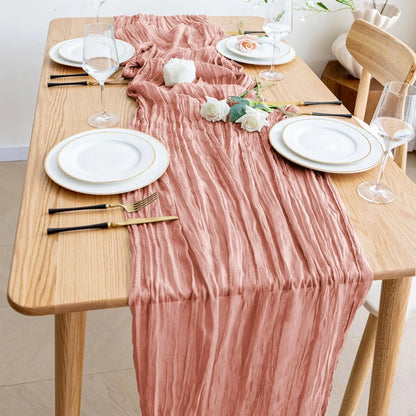 6pcs Cheesecloth Table Runner Boho Gauze Table Runner 40x270cm for Wedding Bridal Shower Birthday Party