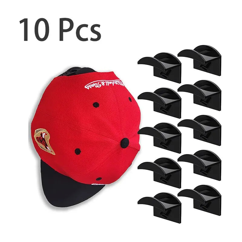 5 10pcs New Baseball Hat Hook Hat Sticking Hook Traceless Hook Black Minimalist Design Hat Rack Simple Earphone Necklace Storage