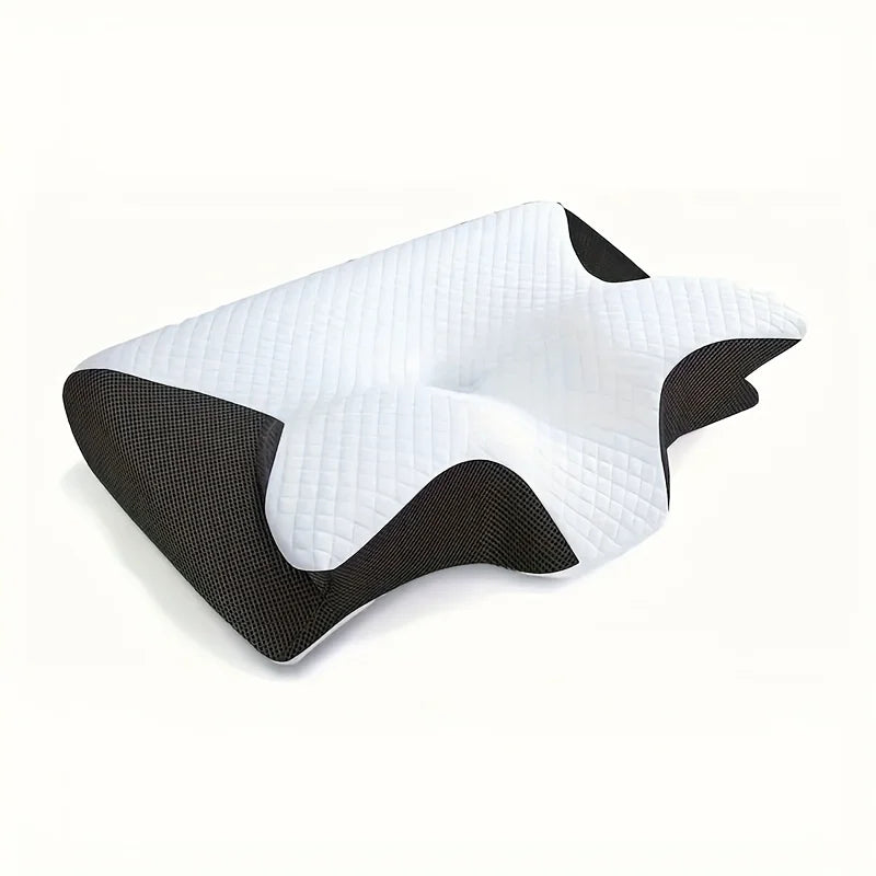 Ergonomic Neck Horn Pillow for Side, Back and Stomach Sleepers - Contoured Design, Shoulder Relaxation, Soft Yet Firm Support