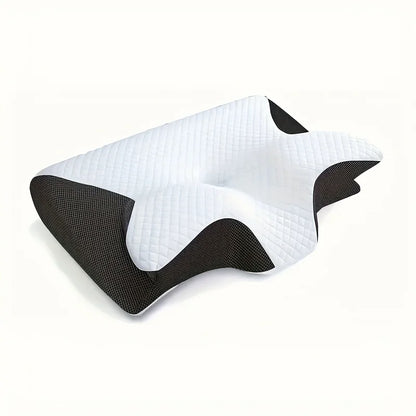 Ergonomic Neck Horn Pillow for Side, Back and Stomach Sleepers - Contoured Design, Shoulder Relaxation, Soft Yet Firm Support