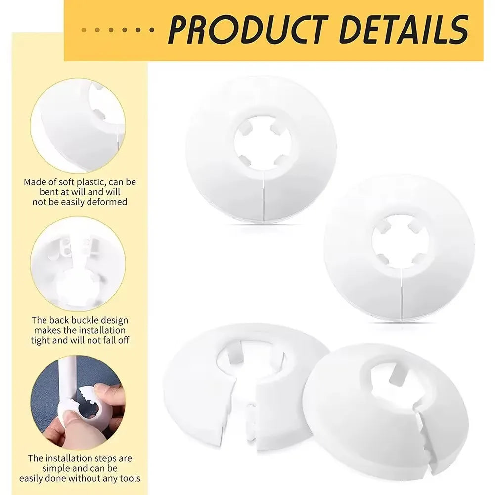 4PCS 15mm Radiator Pipe Collars Cover Triangle Valve Plastic Decorative Cover Round Snap Type Faucet Plumbing Pipe Cover