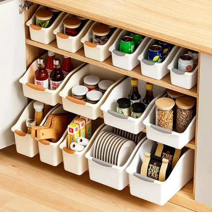 Curved Plastic Storage Bins Set Multipurpose Home Organization Boxes For Cleaning Supplies Household Essentials StackableBaskets