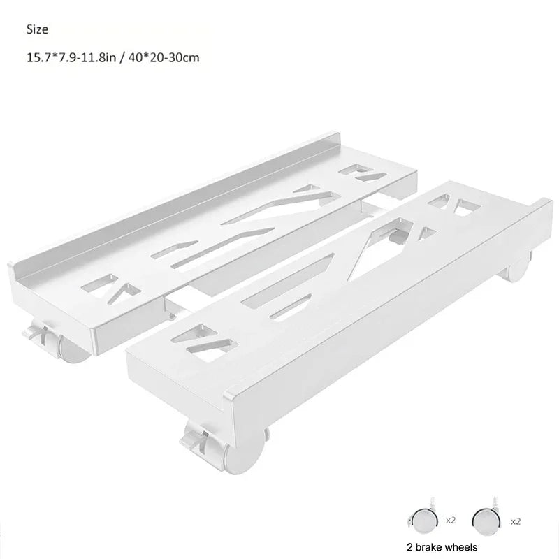 Mobile PC Tower Stand Adjustable Shelf Computer CPU Holder Telescopic Desktop Stand Computer Bracket Cart With Rolling Caster
