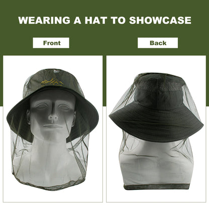 1Pc Ultra Large & Long Extra Fine Holes Mesh Soft Durable Fly Screen Premium Mosquito Insect Head Net Face Protector Camping Cap