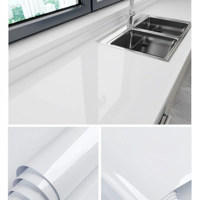 Kitchen countertop White Self-adhesive Wall Wallpaper Self Adhesive Autohesion Wallpapers Home Decor Waterproof Cabinet Sticker