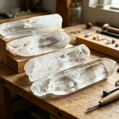 Natural White Crystal Quartz Column Rock Crystal Cluster Clear Quartz Point Healing Wand Treatment Home Decoration Stone