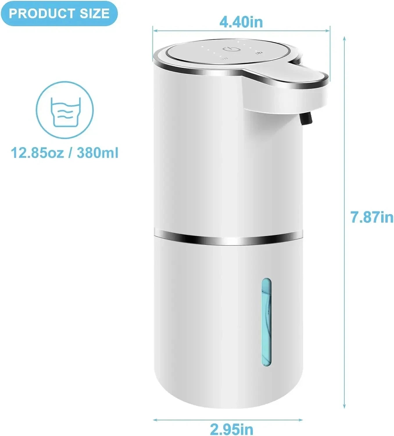 HOMEFISH Automatic Soap Dispenser Touchless Foaming Soap Dispenser 380ml USB Electric 4 Level Adjustable Foam Soap Dispenser