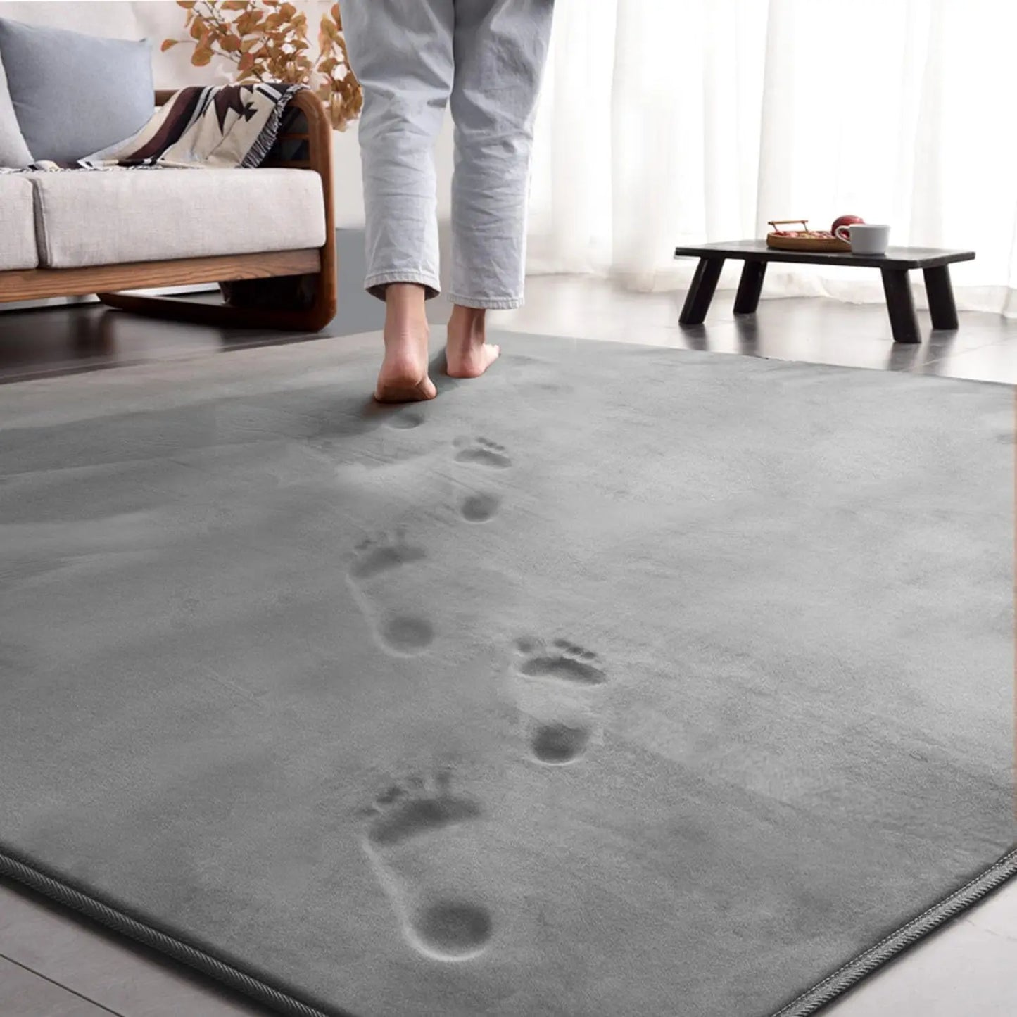 VIKAMA Modern Minimalist Living Room Rug Soft High-Resilience Bedroom Mat Children's Room Soundproof Carpet Home Decor
