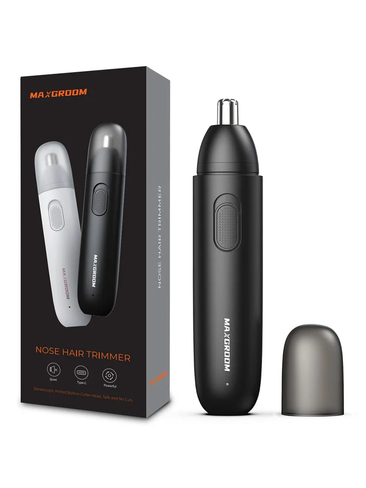 MAXGROOM Nose Hair Trimmer for Men Rechargeable 360 Rotating Dual-Blade Electric Shaver Eyebrows Nose Hair Trimmer Painless Safe
