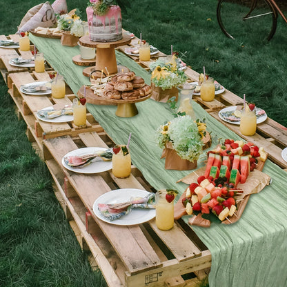 1pc Boho Style Cheesecloth Table Runner Long Gauze Sheer RomanticTable Runner For Weddings, And Scene Decor Home Decor