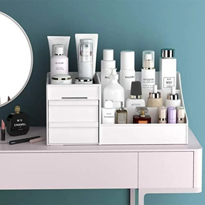Large White Cosmetic Storage Box: Multi-Compartment Organizer for Makeup, Skincare, Jewelry, Brushes & Nail Polish