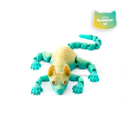 3D Printed Sphynx Cat Realistic Hairless Cat Figurine Cute 3D Printed Toy Articulated Fidget Toy for Lovers Home Decor