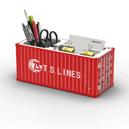 Miniature Realistic Shipping Container Model Simple Multifunctional Office Desktop Pen Holder Storage Box Home Decor Craft