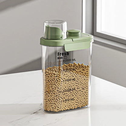 Large Capacity Kitchen Storage Can - 1600/2800ML PP Plastic Sealed Scale Bucket Waterproof Seal for Flour Corn Soybeans Rice