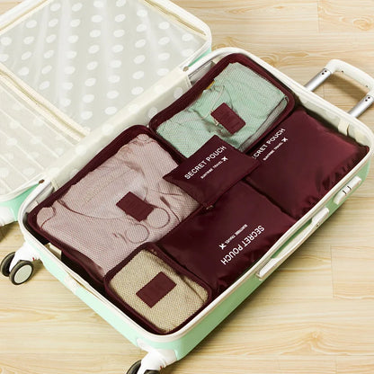 6-piece/set Travel Storage Bag Portable Large Capacity Waterproof Luggage Compartment Clothing Underwear Storage Bag with Zipper