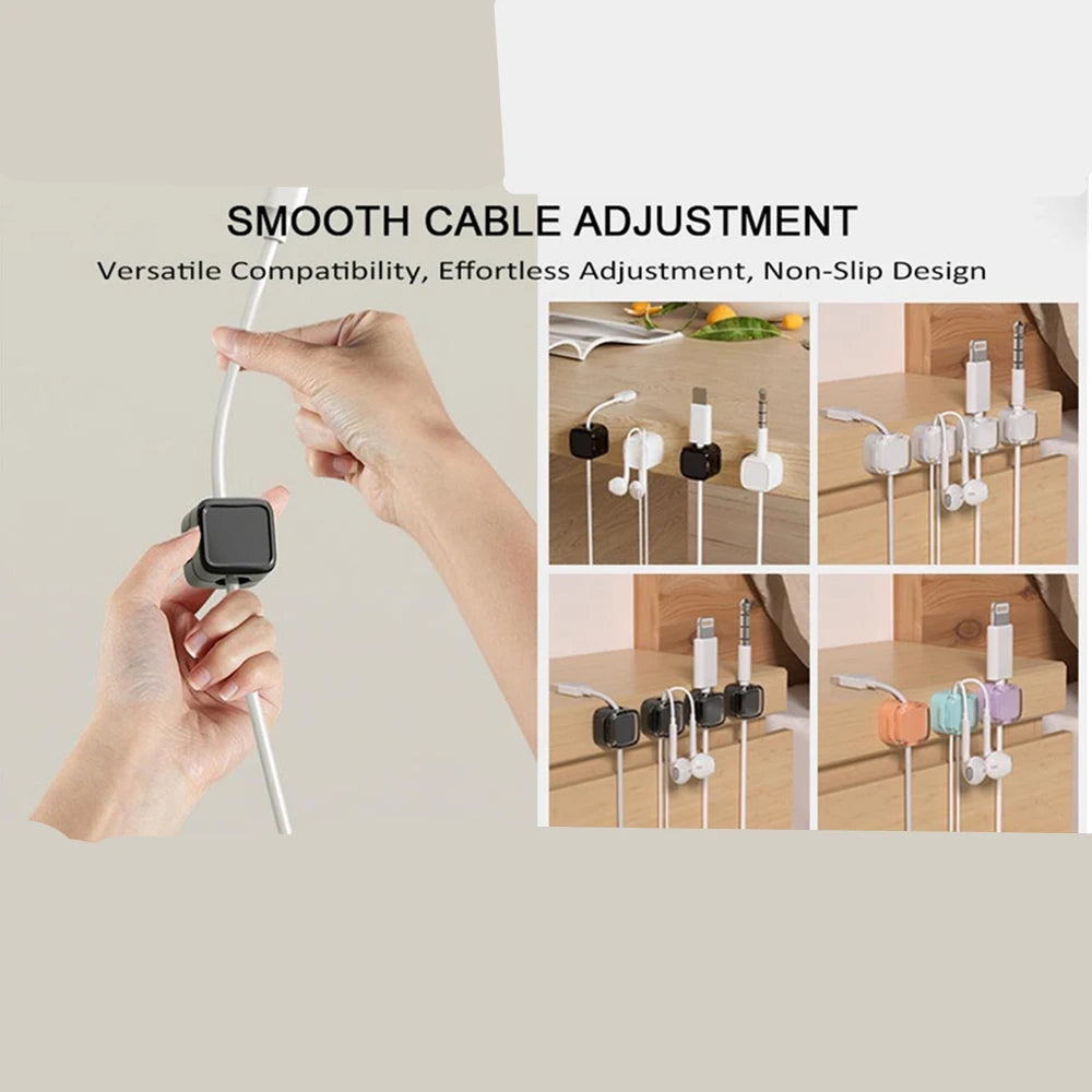 Transparent multi-color data cable fixed hook adhesive magnetic cable organizer