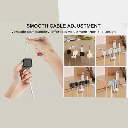 Transparent multi-color data cable fixed hook adhesive magnetic cable organizer