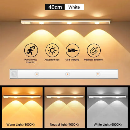 PZSUNLY Cabinet Light USB Rechargeable Motion Sensor Led Light For Kitchen Wardrobe Cabinet Lighting 20cm/30cm/40cm/50CM/60CM