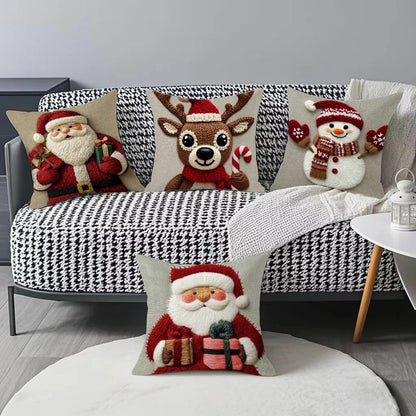 45cm Grey Red Christmas Pillowcase Cartoon Santa Snowman Elk Sofa Cushion Cover Home Bed Car Decor Merry Christmas 2025 2026