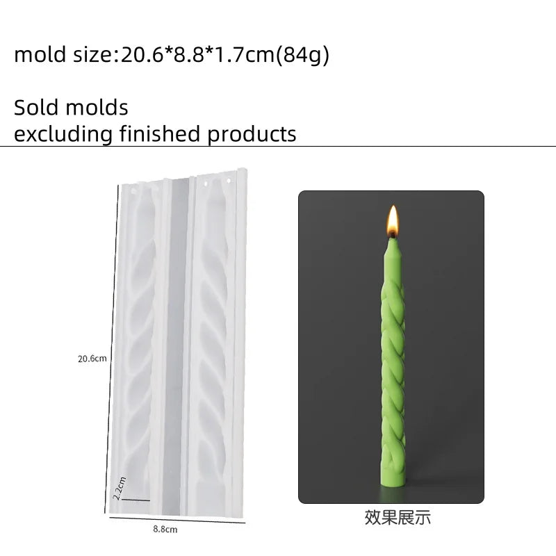Geometric Spiral Candle Silicone Mold DIY Twisted Rod Wax Rod Silicone Mold Home Decor Tools Geometric Candle Making Supplies