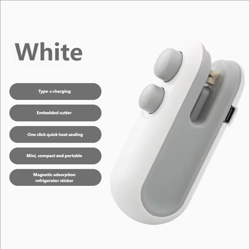 HOMEFISH Mini Handheld Heat Sealer USB Rechargeable Food Storage Bag Plastic Packaging Machine Clip Bag Portable Food Sealer