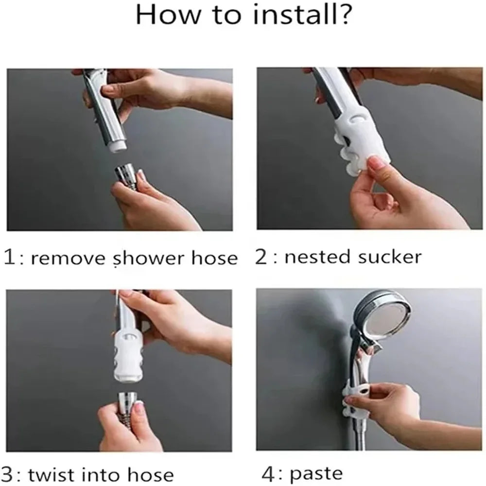Shower Head Holder Punch-Free Shower Head Wall Mounting Bracket Silicone Suction Cup No Drill Need for Marble Glass Ceramic