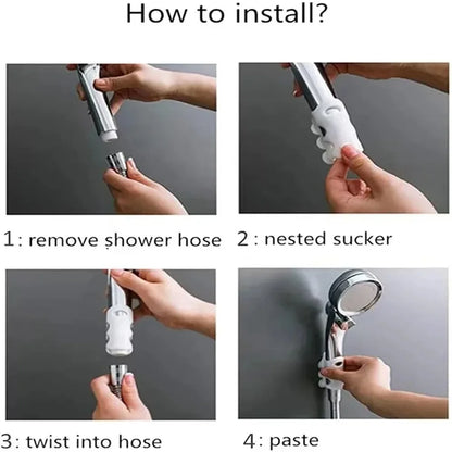 Shower Head Holder Punch-Free Shower Head Wall Mounting Bracket Silicone Suction Cup No Drill Need for Marble Glass Ceramic