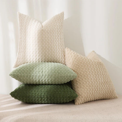 1pc Soft Boho style modern double-sided design pillows cover, Farmhouse Neutral Decorative Home Decor Striped Corduroy Square