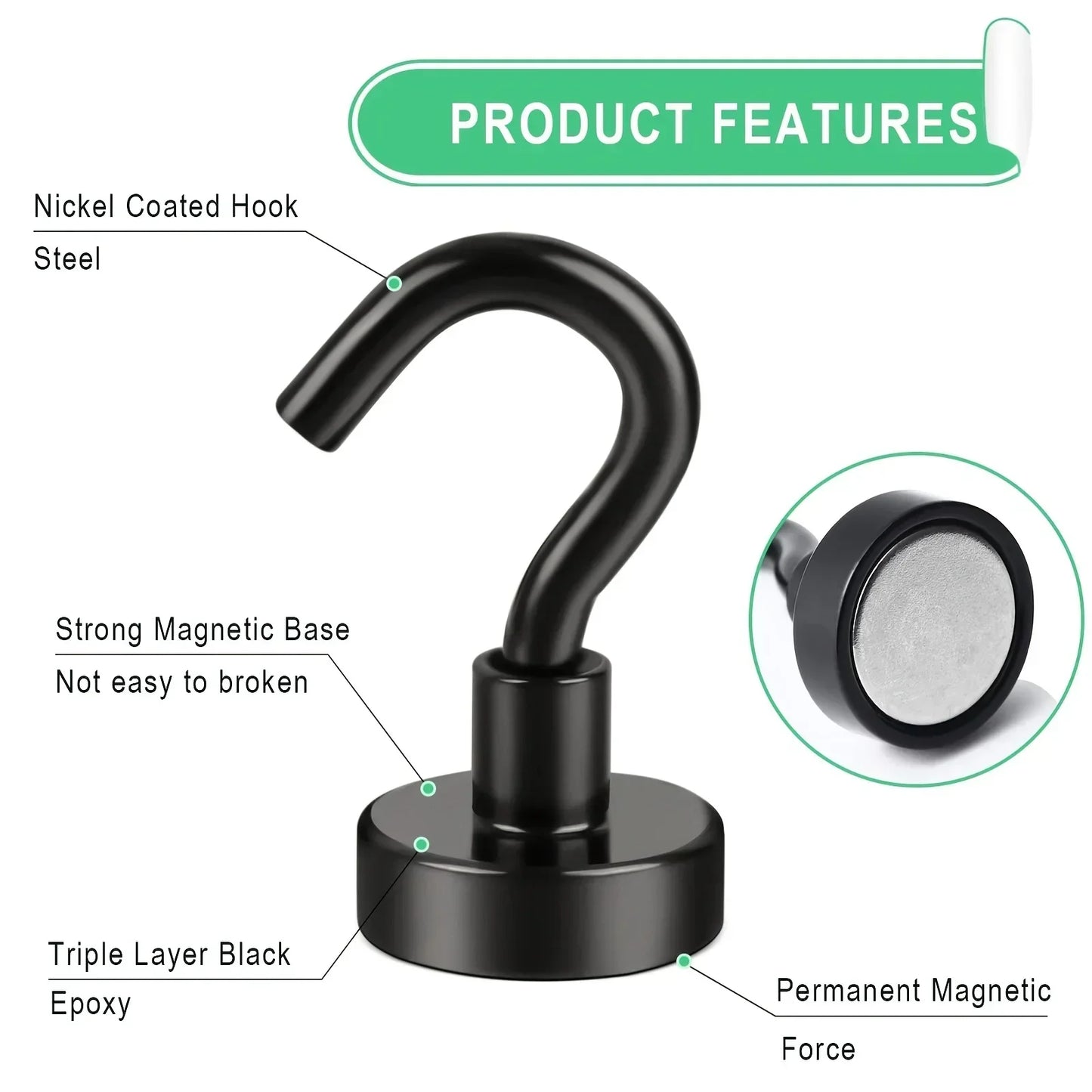 Black Magnetic Hooks, 25Lbs Strong Heavy Duty Cruise Magnet S-Hooks for  Hanging, Cabins, Grill, Kitchen, Garage, Workplac