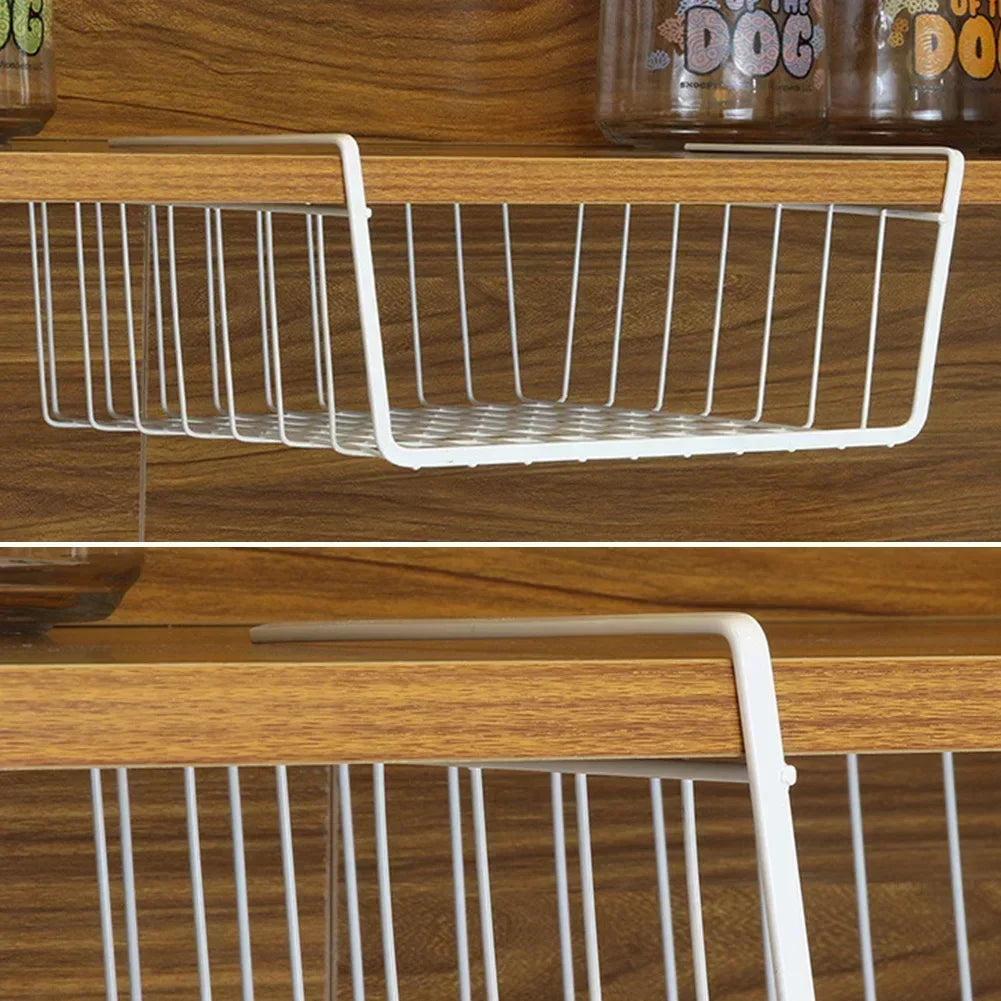 1PC Hot S/L Cupboard under Storage Iron Cabinet Closet Desk Hanging Mesh Basket Wire Bookcase Shelf Rack Organizer