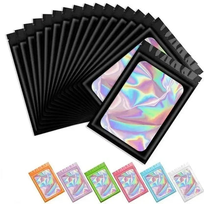 50/100PC Thicken Ziplock Bags Holographic Laser Color Plastic Pouch For DIY Jewelry Retail Storage Pouch Zip Lock Bag NO Hole