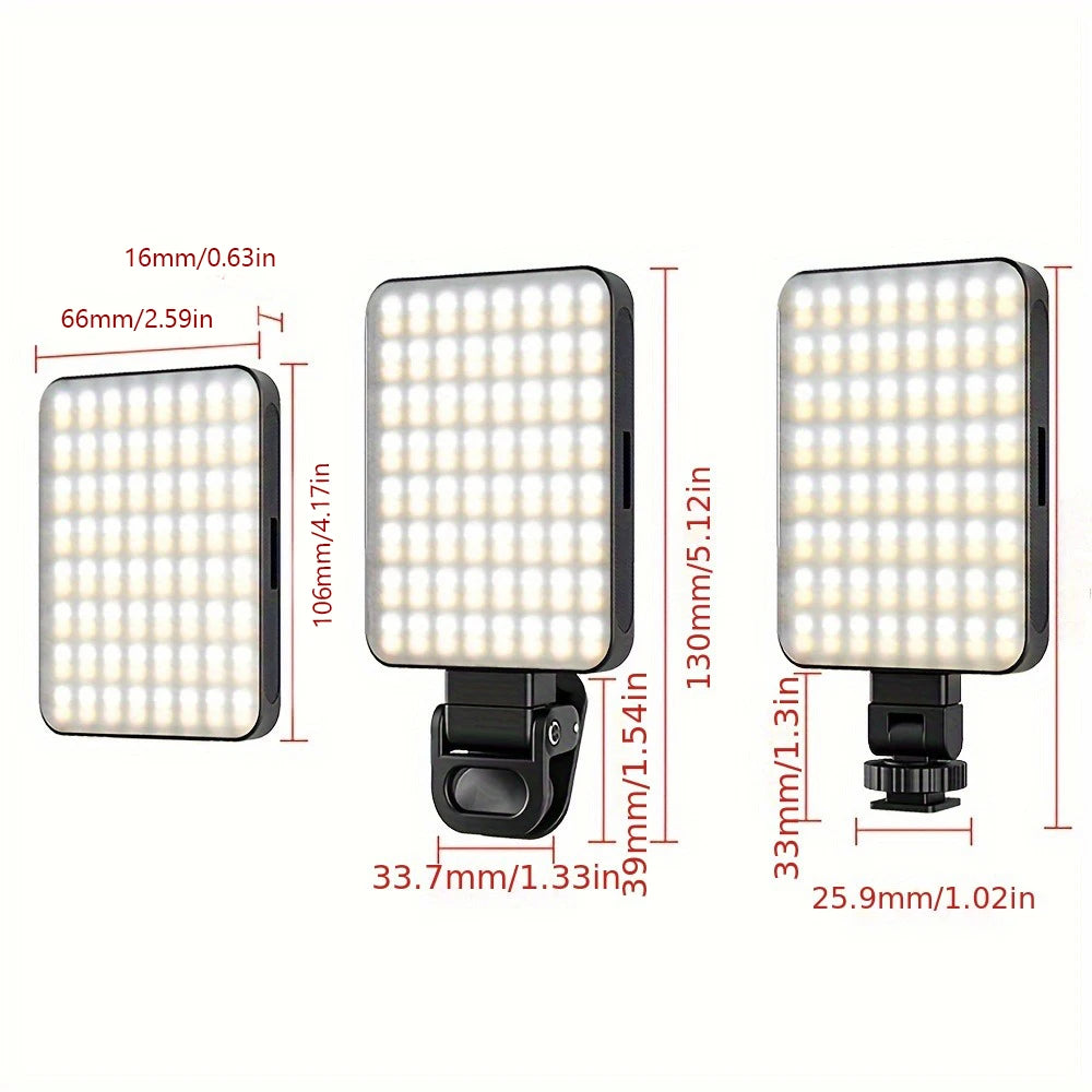 1pc Rechargeable Magnetic LED Selfie Light,3 Modes Dimmable Light,3000mAh,120LEDs,Clip-On for Phone/ Laptop/ PC,Makeup,Video