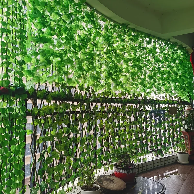 11/4.4M Artificial Plant Green Ivy Leaf Garland Fake Plant Creeper Hanging Vine Outdoor DIY Garden Wall Wedding Party Home Decor