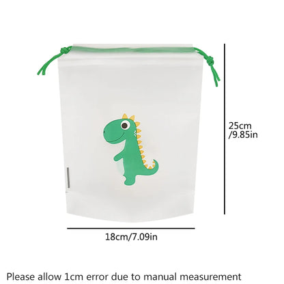 10 Transparent Drawstring Bags with Exquisite Cartoon Patterns, Waterproof and Easy-to-carry Grocery Storage Bags
