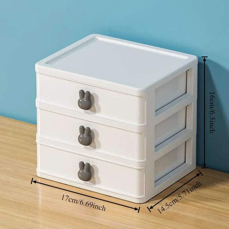 Clear Stacking Drawer Organizer - Multi-Tier PP Storage Box for Office/Beauty Products, Modular Desktop System (2-5 Layers)