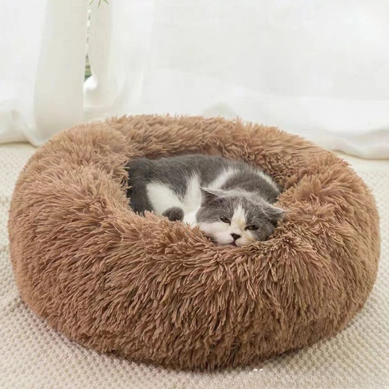 Cozy Plush Pet Bed for Cats & Small Dogs - Soft PU, Contemporary Style, Non-Assemble, Ideal for Kittens & Puppies Up to 3lbs