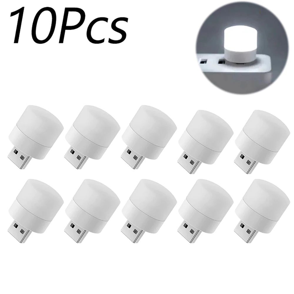 1/3/5/10Pcs USB Night Light Warm White LED Plug-In Light Bulb Portable Home Environment Light Energy-Saving Reading Night Light