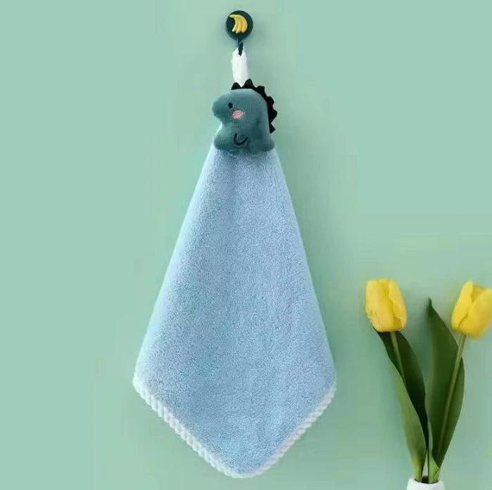 Coral Fleece Hangable Thicken Towel CartoonTowel Cute Absorbent Hand Towels Cleaning Cloth Rag Handkerchief
