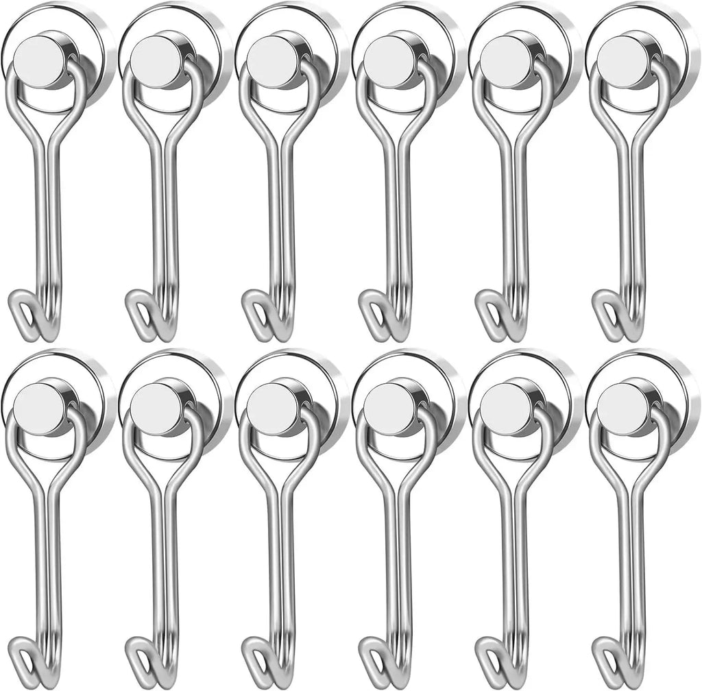 3/6/12/20Pcs Black Magnetic Hooks Cruis Heavy Duty Magnetic Hangers, Extra Strong Magnets with Hook for Hanging, Resistant Base