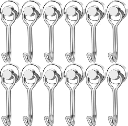 3/6/12/20Pcs Black Magnetic Hooks Cruis Heavy Duty Magnetic Hangers, Extra Strong Magnets with Hook for Hanging, Resistant Base