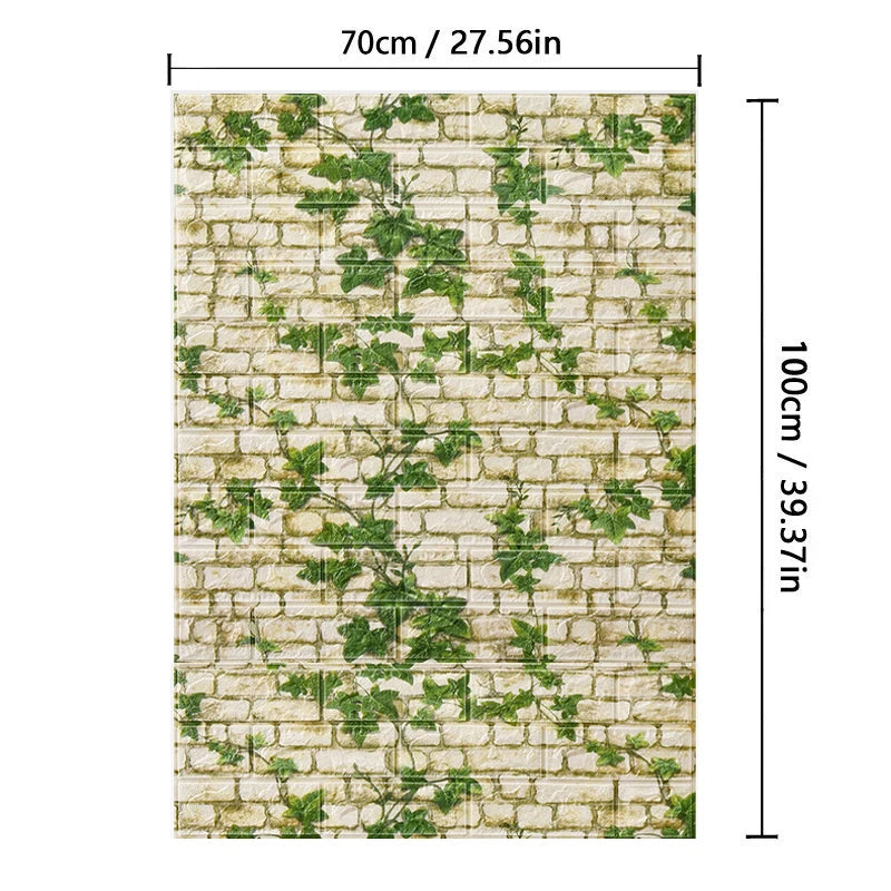 70cm*1M 3D Brick Pattern Wall Panels Wallpaper DIY Waterproof for Living Room Bedroom Kitchen Background Wall Decoration