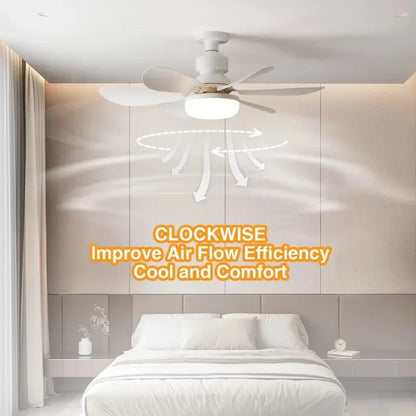 20.5-inch 40W Ceiling Fan with Remote Control LED Light Fan E27 Base, Intelligent Silent Ceiling Fan for Bedroom and Living Room