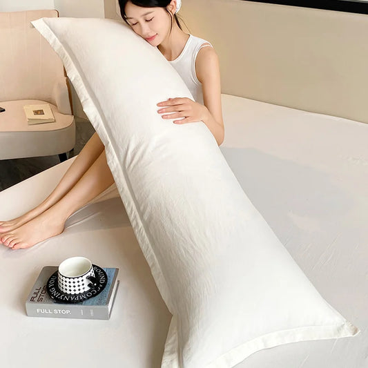 New solid-color washed double long pillowcases, couple pillowcases 48*100cm, 120cm, 150cm, 180cm (without core)