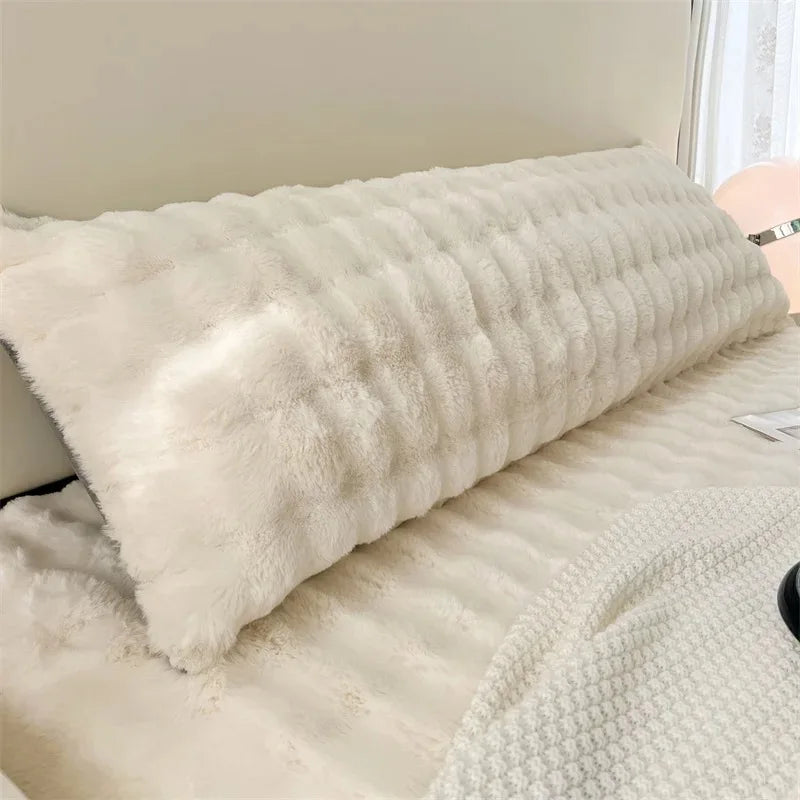 1pc Solid-color Plush Pillow Long Pillowcase, Decorative Pillowcase (without Core), Soft and Comfortable Fabric