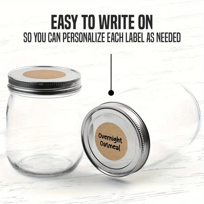 500 pcs 1 roll Kraft Dissolvable Mason Jar Labels Dissolvable Food Labels for Containers Jam Homemade Canning Jar Stickers