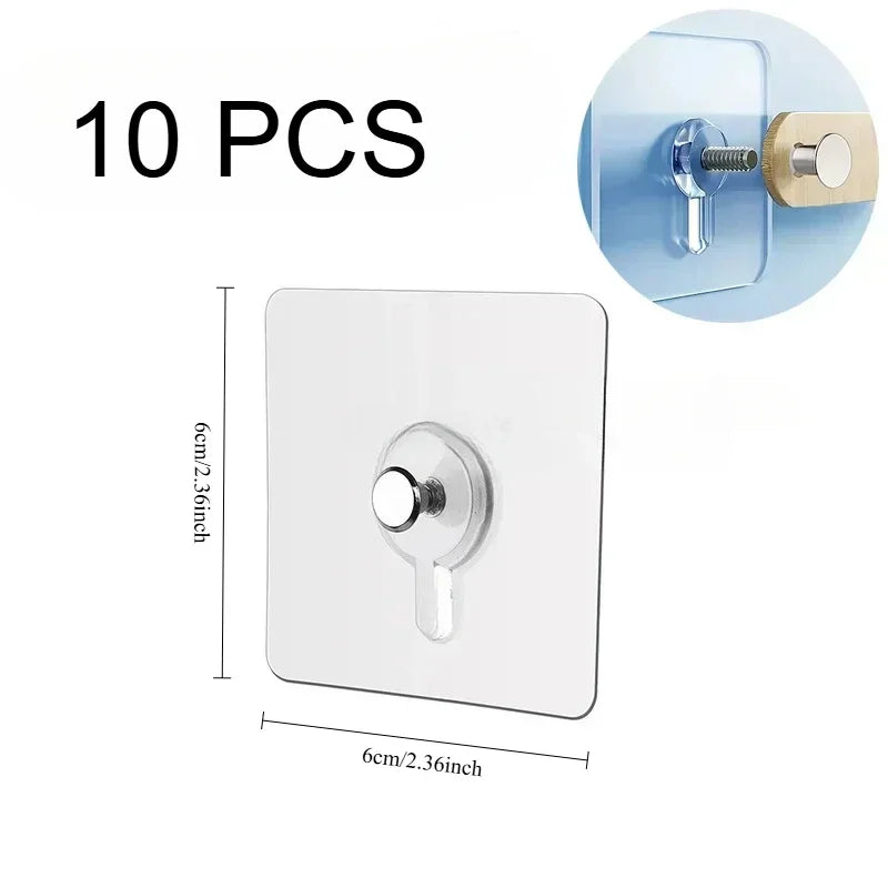 10/50pcs Self-Adhesive Hook Strong Adhesive Picture Frame Nails Hooks Transparent Seamless Wall Hangers Hanging Clock