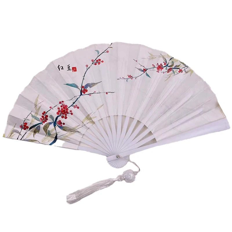 With Tassel Art Craft Style Foldable Hand Fan Portable Folding Fan Wedding Party Photo Props Guest Gifts Home Decor Craft
