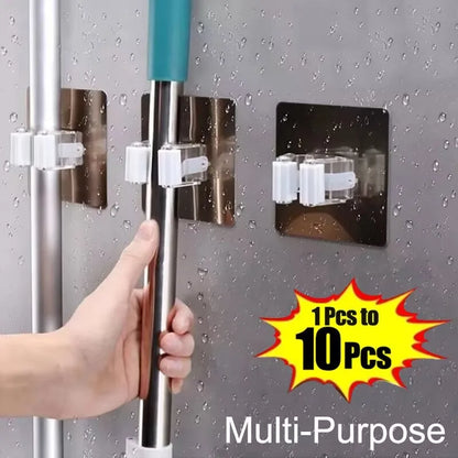 1-10Pcs Multi-Purpose Hooks Mop Holder Wall Mounted Mop Organizer Broom Hanger Hook Bathroom Waterproof Wall Kitchen Hook